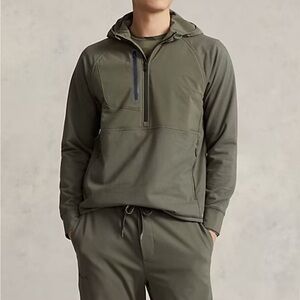 RLX Ralph Lauren Men Size S Performance Terry Half Zip Hoodie Green New Pullover